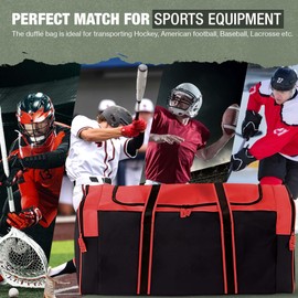 Jetstream 36 Inch Heavy Duty Waterproof 3-Pocket Hockey Bag Red