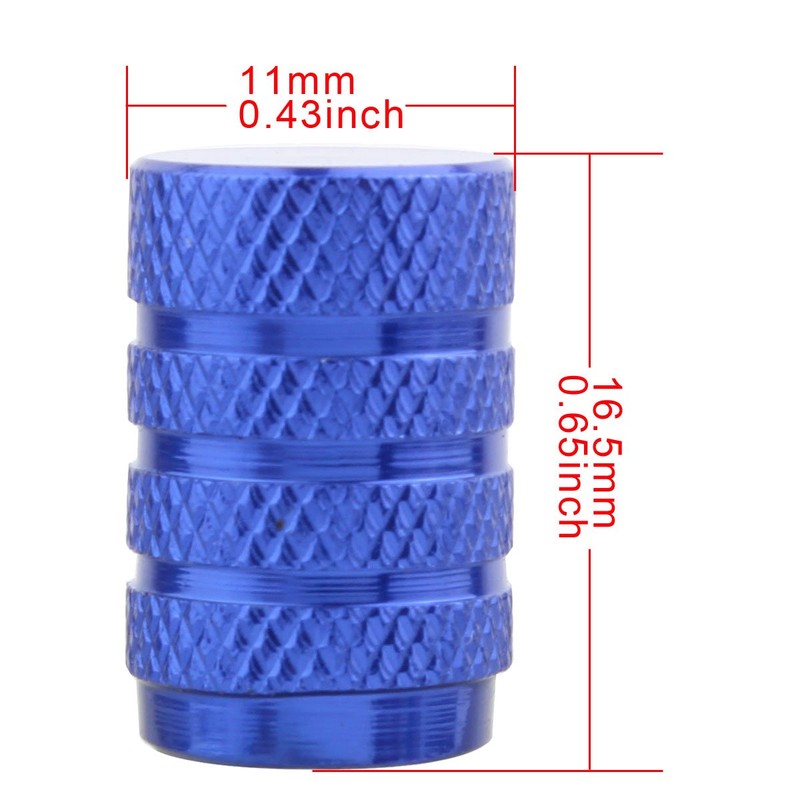 TOMALL Round Tyre Valve Caps Chrome Blue for Car Wheel