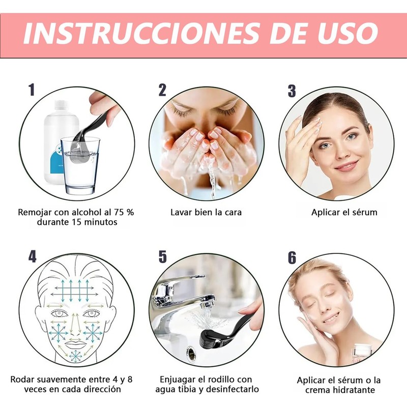 Rodillo facial LLXXM 6 ajustes – Set de 4 piezas