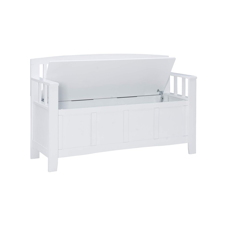 Linon Cynthia White Storage Bench with Flip-Top Lid and Hidden