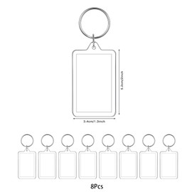 JeoPoom Photo Keyring, Pack of 8, Acrylic Photo Keyring, Transparent Picture Frame Key Ring, Key Ring, Picture Frame Pendant Gift, for Family Friends, transparent