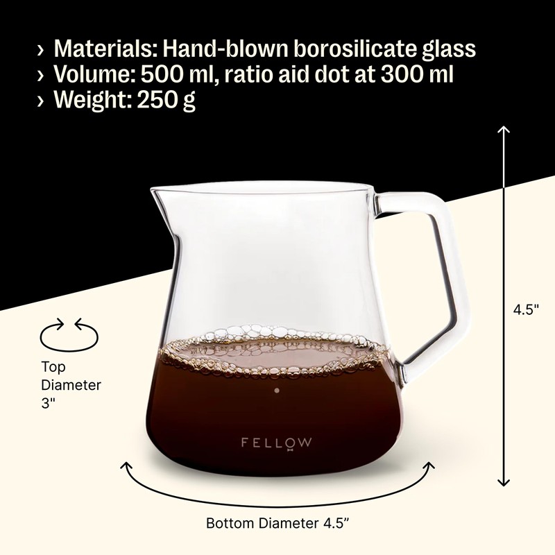Fellow Mighty Small Glass Carafe - Manual Pour Over Coffee