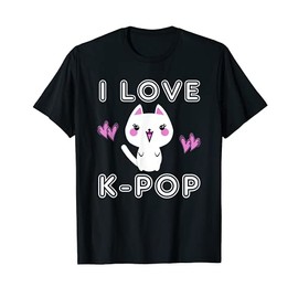 K-Pop Fan Gift I LOVE K-POP Music Girls Women Mom Cat Lover T-Shirt