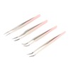 4pcs Eyelash Tweezers Set Stainless Steel False Eyelash Extension Tweezers