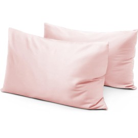 Travel Pillow Case 14x20 Size Set of 2 Envelope Closure Toddler Pillowcase 600 Thread Count 100% Egyptian Cotton Travel Pillow Cover 14 x 20 , Blush Pink Solid