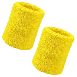 Sweatbands, Sports Wristbands, Joint Band, 2 Pack, 4 Inch Sports Sweatband Bracelet, Soft Thickened Cotton, for Tennis, Gymnastics, Football, Basketball, Running, Athletic Sports, Yellow