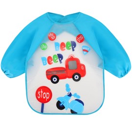 Accmor 4 Pack Long Sleeve Baby Bibs, Waterproof Sleeved Bib, Toddler Baby Girls Boys Smock Bibs for 6-36 Months