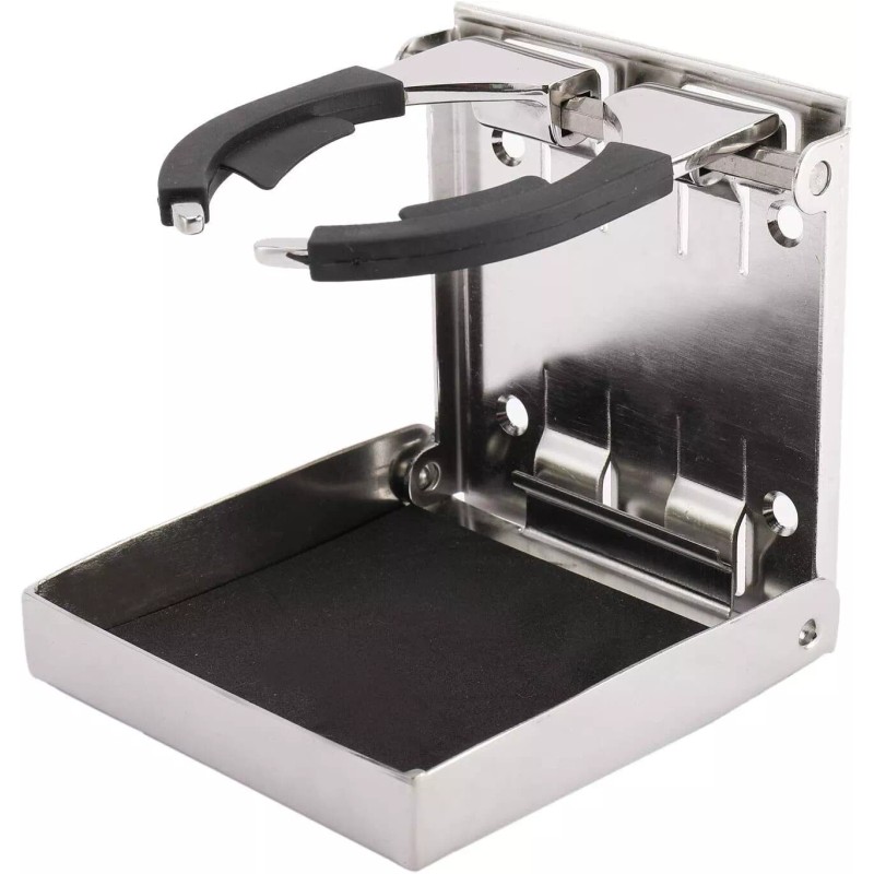 Amarine Made 2X Stainless Steel Adjustable Folding Cup Drink Holder