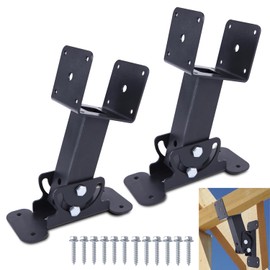 ApTimcity 2Pack Pergola Roof Riser Brackets Kit, Heavy Duty Pergola Roof Riser Beam Bracket Adjustable 3-1/2"" Saddle Roof Riser Post Brackets Beam Mount Kit for Gazebo, Black