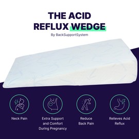 Acid Reflux Wedge Pillow for Sleeping or Sitting Up - Elevating Wedge Pillow for Acid Reflux Relief, Memory Foam Pillow for Snoring and GERD (Acid Reflux Wedge, 6x32x32 Inches)