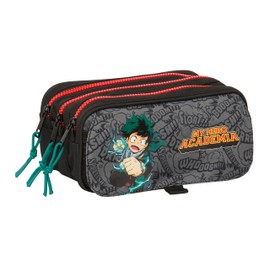 Safta My Hero Academia Triple Pencil Case for Children, Ideal for School Age, Comfortable and Versatile, Quality and Resilience, 21.5 x 8 x 10 cm, Black, Estándar, Casual, black, casual