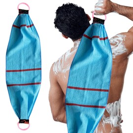 GGUFAY Grober Sand Rückenbürste für Körperpeeling,mit 2 Griffe, Natürliche Dusche Körperbürste Doppelseitig Rückenwaschgurt, Rücken Waschhilfe zum Entfernen Abgestorbener Haut(Blau)