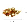 Brass Leaf Shape Platter Plate with Attached Diya Agarbatti Holder