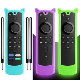 3 Packs Protective Remote Cover Case, Silicone Sleeve Remote Control Cover Glow in The Dark with Lanyard(Glow Green & Glow Purple & Sky Blue)