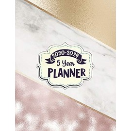 2020 - 2024 5 Year Planner: Gold, Marble and Rose. 60 Months Calendar and Organizer, Monthly Planner with Holidays. Plan and schedule your next five years.