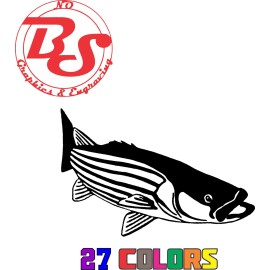 noBS graphics 6" Striped Bass Striped Fishing Vinyl Decal Lake River Ocean Saltwater Fish noBS - 6", Striped Bass