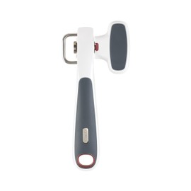 Zyliss Safe Edge Can Opener, Manual - Safely Open Without Sharp Lids - Lock and Unlock Safety - White / Gray