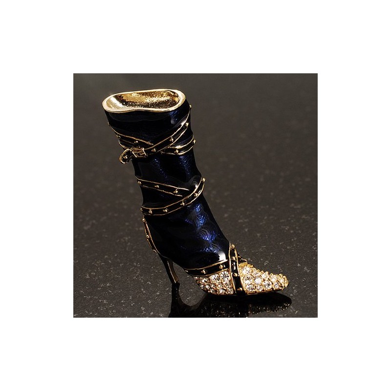 Dark Blue Stiletto High Boot Pin Brooch