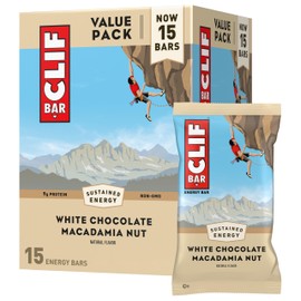 Clif Bar CLIF BAR - White Chocolate Macadamia Nut Flavor - Made with Organic Oats - Energy Bars - Non-GMO - Plant Based Protein Bars (15 Pack)