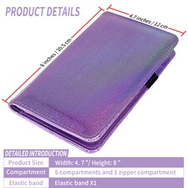 BVYA 2 Pcs Glitter Server Books - Premium Leather Waiter Book Cover with Zipper Pocket, Money Pocket, Waitstaff Organizer - Fits Server Apron
