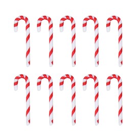 NUOBESTY Christmas Candy Cane Decorations Plastic Candy Cane Ornaments Christmas Tree Hanging Ornaments with Colorful Ribbon 6.5CM 50pcs