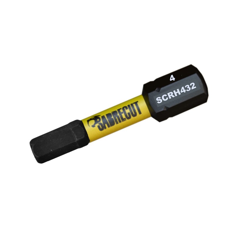 10 x SabreCut SCRH432_10 32mm H4 Hex Magnetic Impact Screwdriver