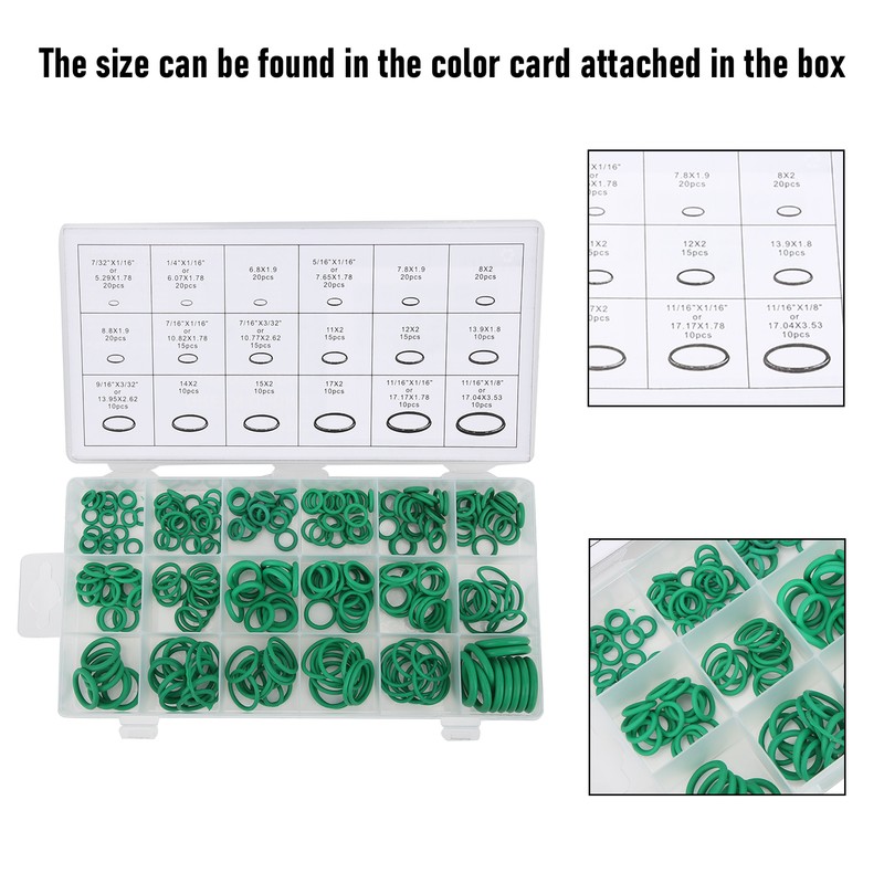 270pcs 18 Sizes Car Air Conditioning Compressor Seals Assortment Kit