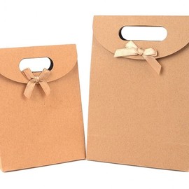 Kraft Paper Gift Bag with Ribbon Handle for Packaging Gift Bag 7ea