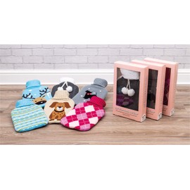 Netagon 2 Litre Hot Water Bottle and Soft Knitted Cover - Great Gift idea for Both Children & Adults (Blue Stripe Pattern)