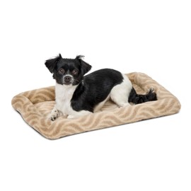 MidWest Homes For Pets QuiteTime Deluxe Wave Bolster Bed for Small Dogs; Easily Machine Wash and Dry; Tan; 22"; 40222-WVTN