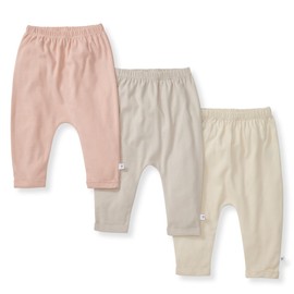 Burt's Bees Baby Knit Jogger Pants, Baby Sweatpants, 100% Organic Cotton Infant Bottoms, Pink Sand 3pk
