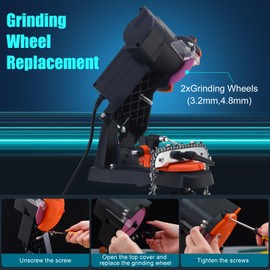 jovant Electric Chainsaw Sharpener, 110V Electric Saw Chain Blade Sharpener, Professional Bench Chain Saw Sharpening Tool with 2 Grinding Wheels Fit 1/4"-043 to 0.404" Pitch Chains