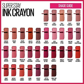 Maybelline Super Stay Ink Crayon Lápiz labial Maquillaje, lápiz labial mate con punta de precisión con sacapuntas integrado, larga duración de hasta 8