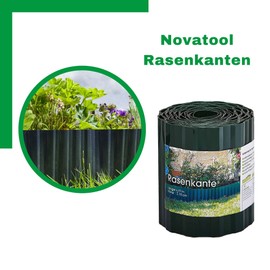 Novatool Flower Bed Border 15 cm High I 9 Metres I Green I Flower Bed Edging Watering Edge Border Garden Lawn Edging Plastic Flower Bed Border Lawn Border Lawn Border Flower Bed Borders