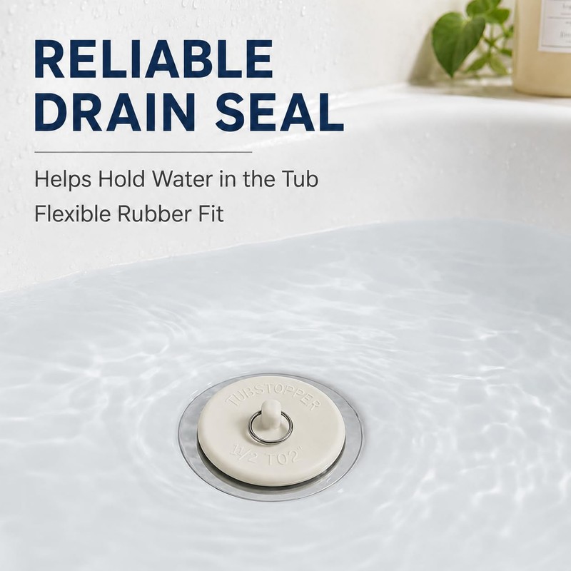 Rubber Tub Stopper, 2 Pack Bathtub Drain Plug for 1.5"