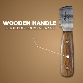 Hooper 6-Pack Professional Dog and Pets Stripping Knives – Stainless Steel Blades with Rosewood Handle, Perfect for Removing Undercoat with Leather Zipper Case (Right-Handed) (Rose Wood)