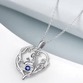 YFN 925 Sterling Silver Book Lover Necklace Reading Pendant for Women Graduation Gift Jewelry for Student Friends Classmate (September)