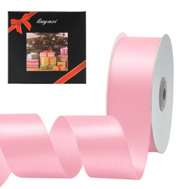 Solid Color Double Faced Pink Satin Ribbon 1" X 50 Yards, Ribbons Perfect for Crafts, Wedding Decor, Bow Making, Sewing, Gift Package Wrapping and More