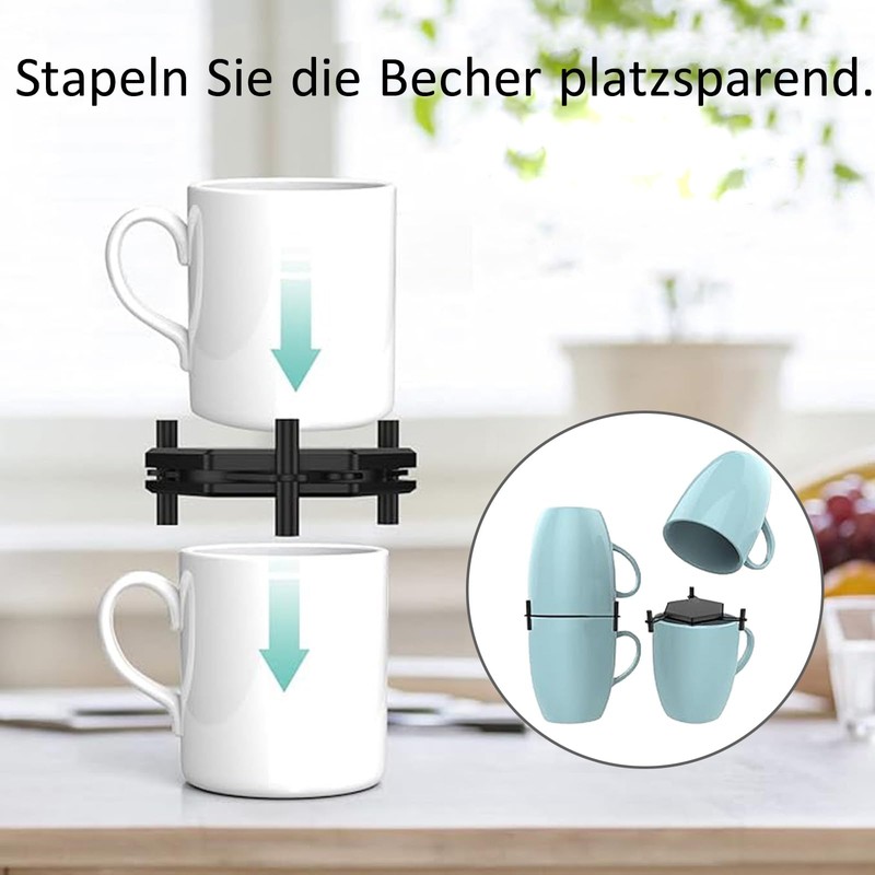 GANILITY Coffee Cup Organiser, 6 Pieces Cup Organiser, Cup Stacker,