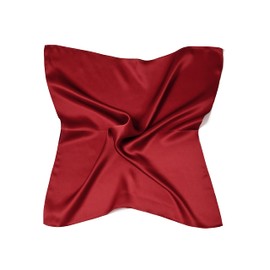 MayTree Silk Scarf, Colourful Neckerchief for Women, 100% Mulberry Silk, Square Plain 53 x 53 cm, Cherry Red