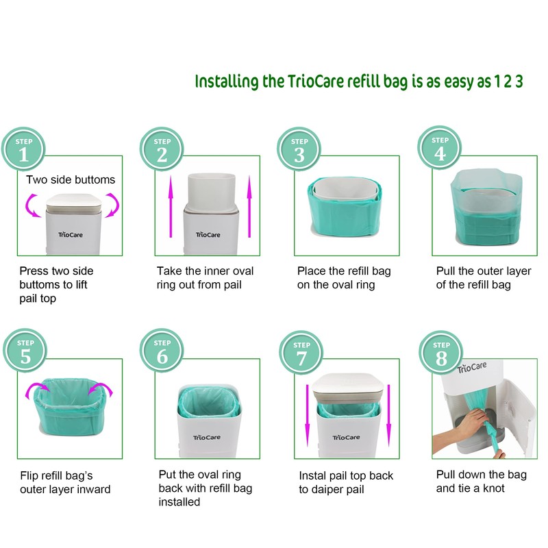 TrioCare - 6 Pack Diaper Refill Liners Bags - Hold