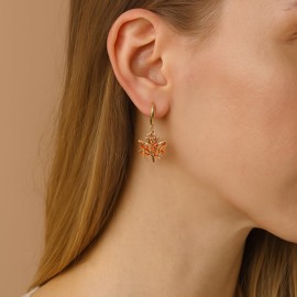 Agriajun Maple Leaf Hoop Gold Earrings for Women, Cute Dainty Fall Leaves Autumn Dangle Orange CZ Rhinestone Drop Dangling Earings Prom Holiday Jewelry Gift