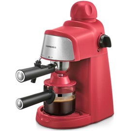 Ihomekee Espresso Machine, 3.5Bar Espresso and Cappuccino Machine with Preheating Function, 4 Cup Coffee Maker with Milk Frothing Function and Steam Wand (Red), CM6810