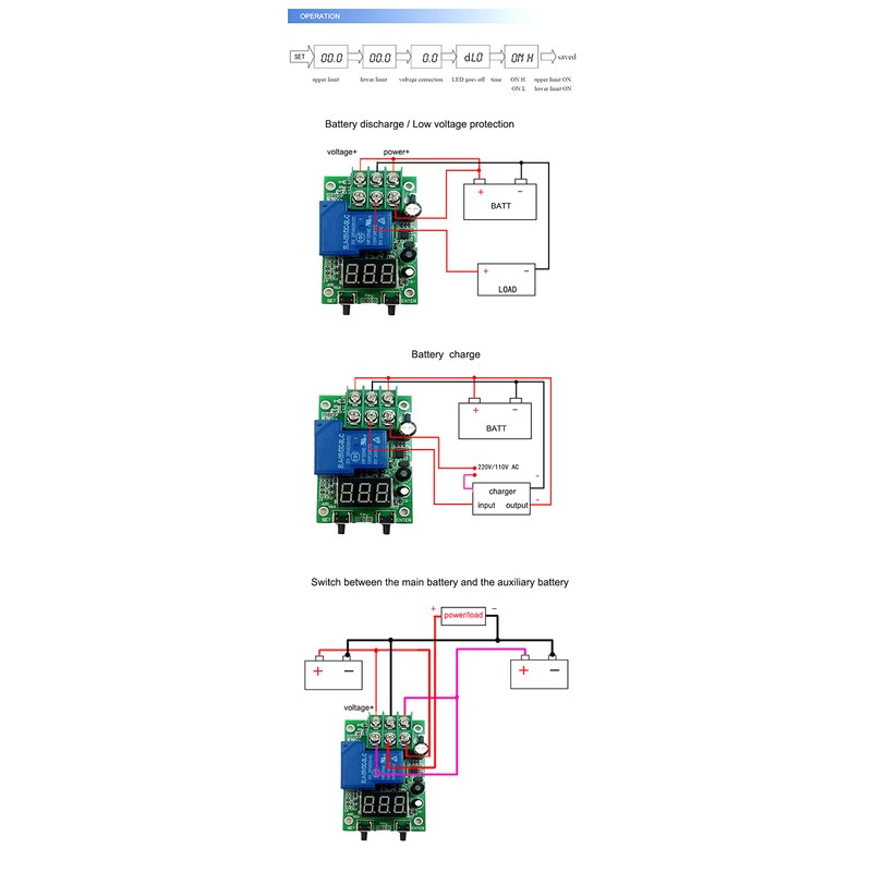 Sunydog Voltage Detection Monitor, DC 6V to 80V Voltage Detection