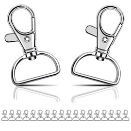 Pack of 20 Key Carabiner Swivel Carabiner Key Rings with D-Ring Key Rings Stainless Steel with 360° Rotating Eyelet Ring for Macrame Accessories and DIY Crafts (Inner Width 20 mm)