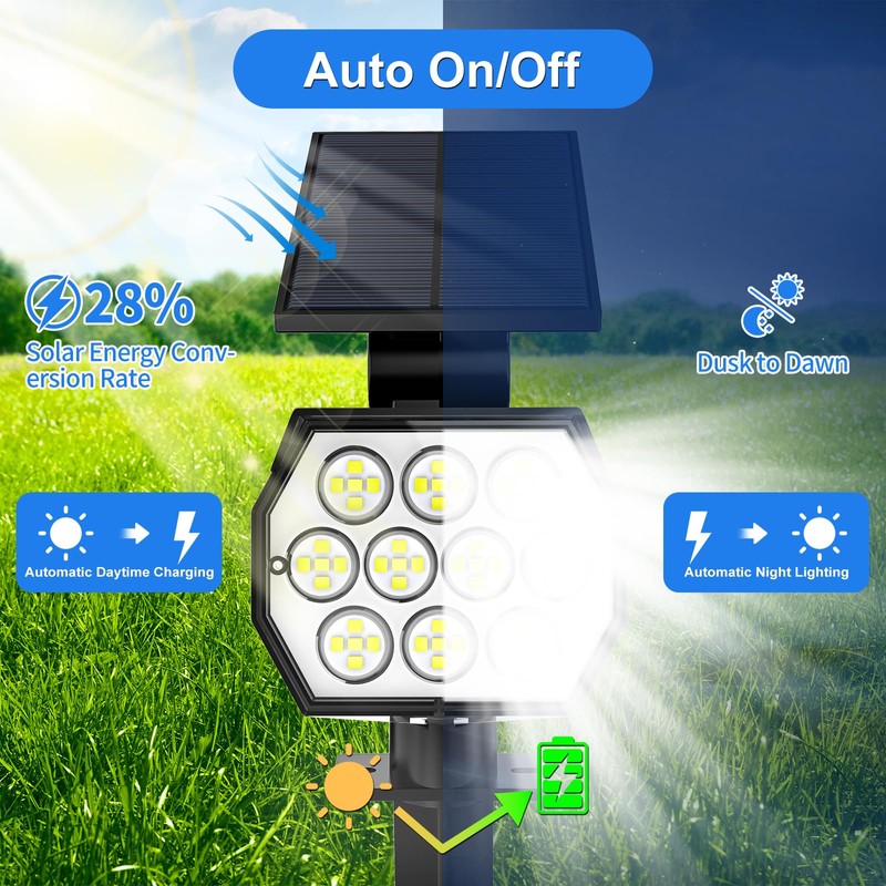 Flaow Solar Spot Lights Outdoor Waterproof IP67, 6 Pack -