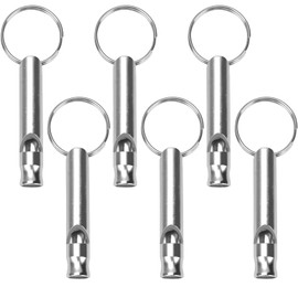 brileze 6 Pcs High Pitch Dog Whistles for Recall Professional Alloy Training Dog Whistle to Stop Barking With Keychain Control ​Pet Behavior Lightweight Loud Far Reaching Sound Whistle, Silver