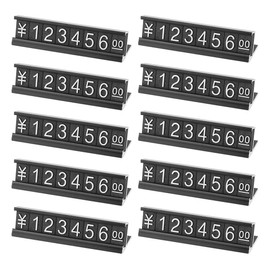 10 Pcs Price Display Counter Stand, Adjustable Price Tag with Aluminum Base for Price Display Cube Block Kit for Retail Shop (Black)