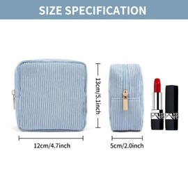 FACAICAI Small Makeup Bag Mini Makeup Pouch Cute Cosmetic Bag for Women Travel Pouch Essentials Bags with Slip-in Pockets (Blue & Pink)