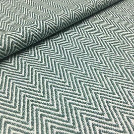 Kt KILOtela - Half Panama Decorative Fabric - Digital Print - 140 cm Width - Sold by the Metre from 0.5 m - Price is for 0.5 m | Zigzag - Green, White